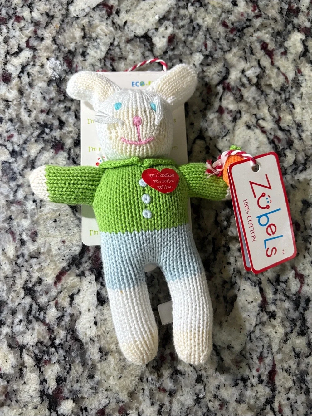 Zubels Boy Bunny Rattle 7in